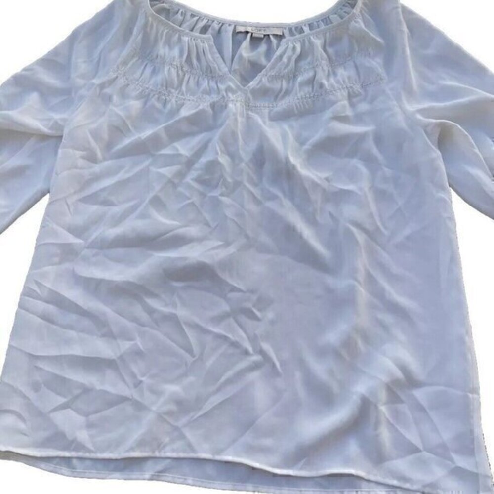 LOFT Women’s Cream White Blouse Top Shirt Size M Boho Fall Summer Blouse